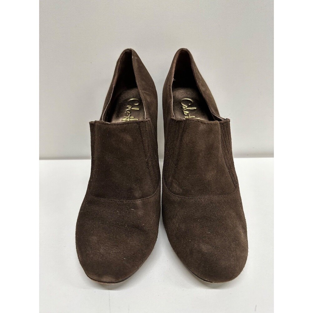 Cole Haan women size 6B brown suede  high heel low cut Booties